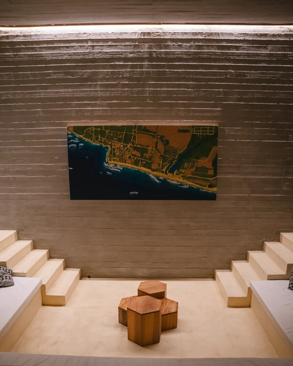 Villa map wall and lounge space used for application review context
