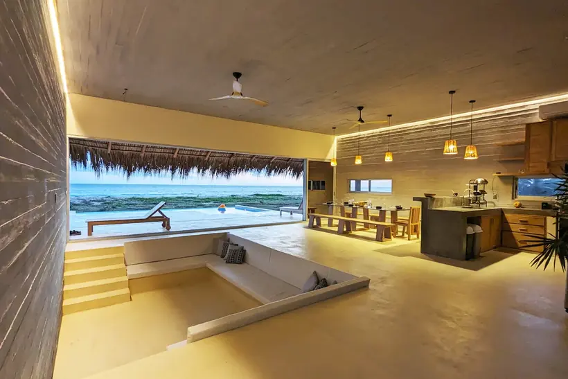 Open living room and ocean view at the villa