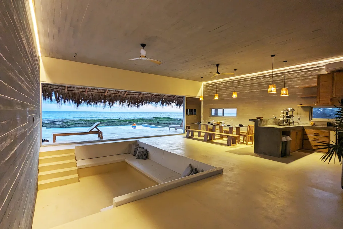 Open living room and ocean view at the villa